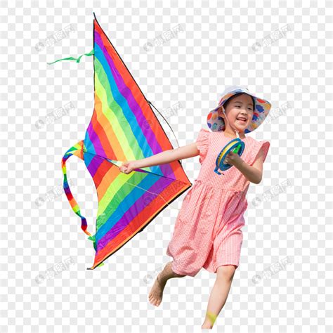 一个小朋友拿着风筝看图说话