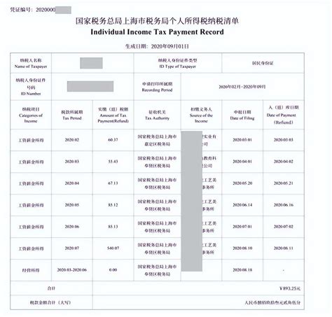 上海公司纳税记录打印