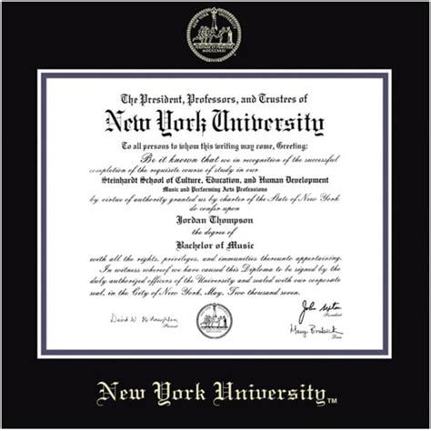 上海纽约大学毕业时颁发的证书