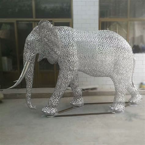不锈钢大象动物雕塑艺术小品