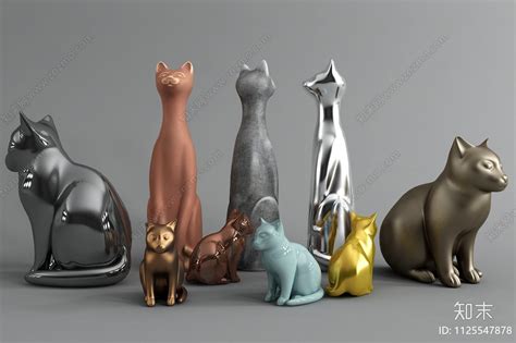 不锈钢猫雕塑抽象