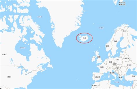 世界地图冰岛位置