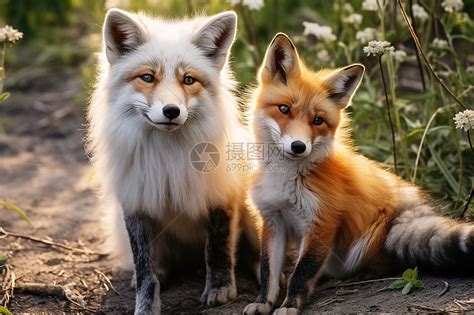 两只狐狸在树林