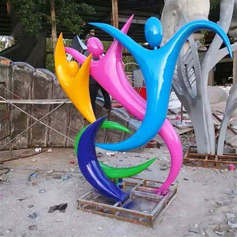个性化彩色玻璃钢抽象雕塑