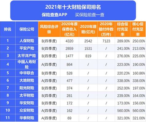 中国最大的汽车保险公司排名前十