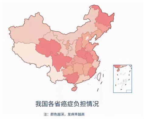 中国癌症发病率最高的地图