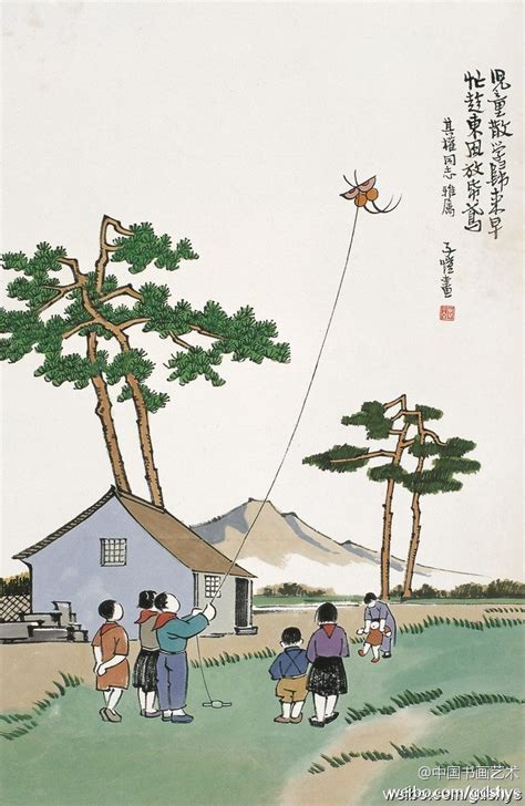 丰子恺漫画放风筝的图片