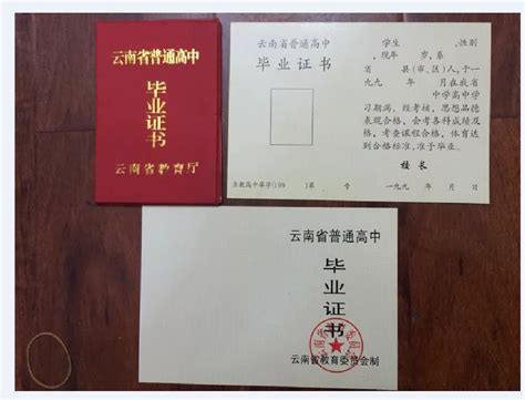云南省高中毕业考的证样本