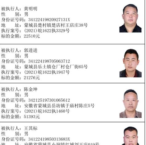 亳州最新逮捕名单