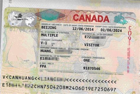 加拿大探亲签证式样