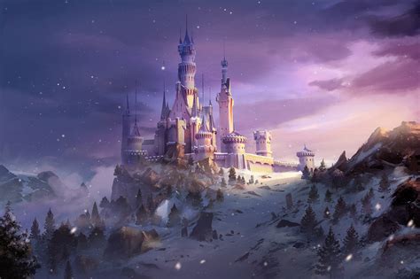 动漫城堡夜景背景图片