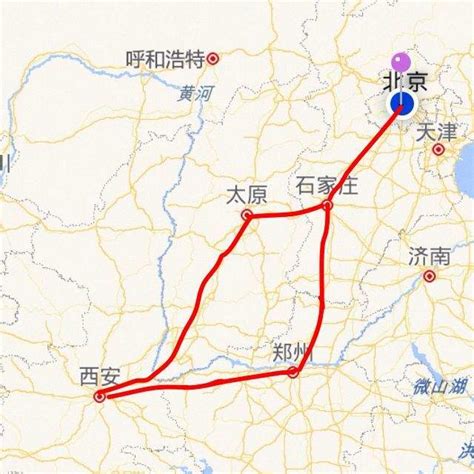 北京到西安的火车地图
