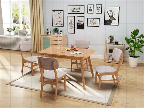 北欧原木家具餐桌椅