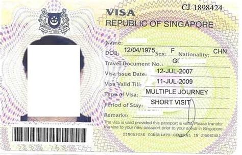 原始新加坡签证页