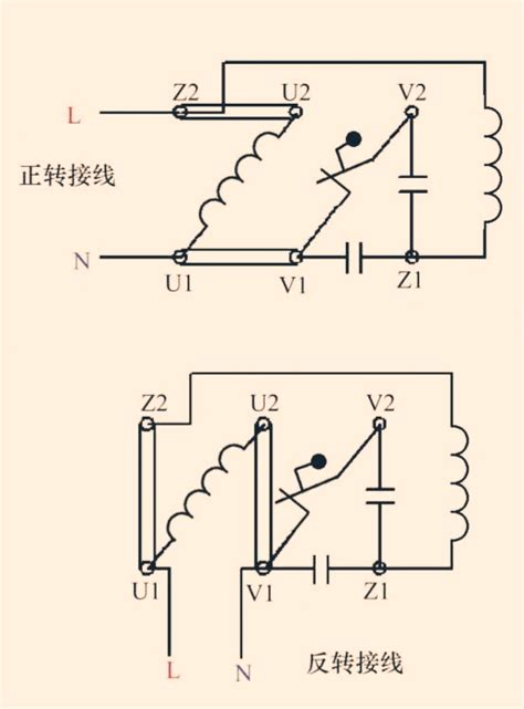 双值电容单相异步电动机的接线图