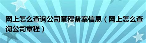 安徽阜阳企业章程网上怎么查询