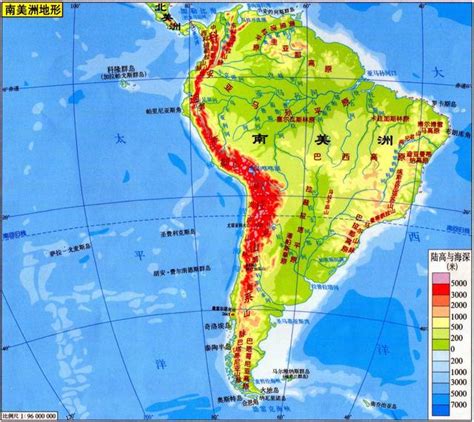 安第斯山脉在南美洲的位置