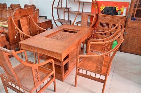 客厅红木家具加茶桌