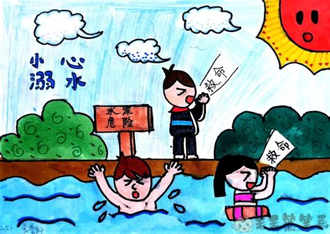 小学防溺水画画简单