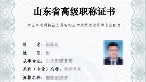 山东省专业职称电子版证书
