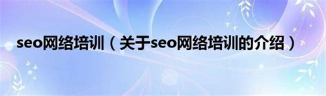广东seo网络培训公司