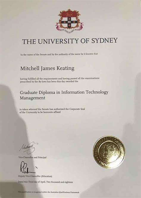 悉尼毕业证书图片