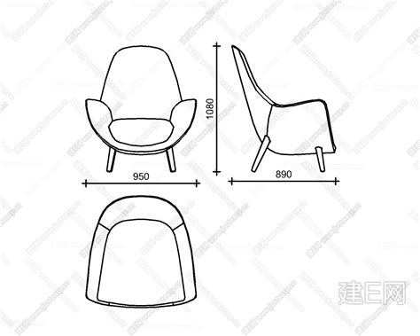 手绘休闲椅设计三视图
