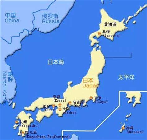 日本四大岛的分布地图