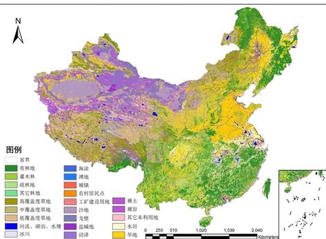 最新中国土地资源利用分布图