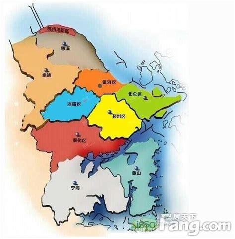 最新宁波各区地图