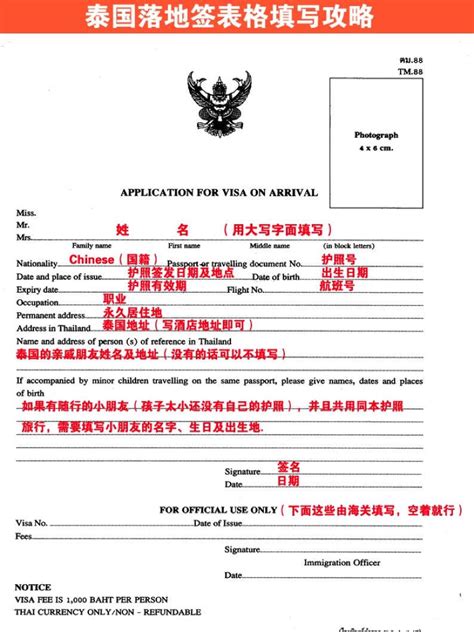 泰国落地签没带申请表