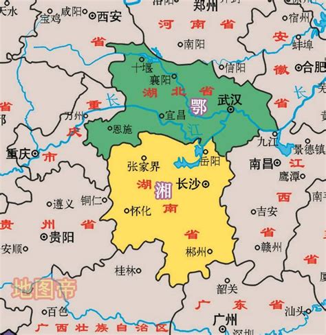 湖南与广西的地图