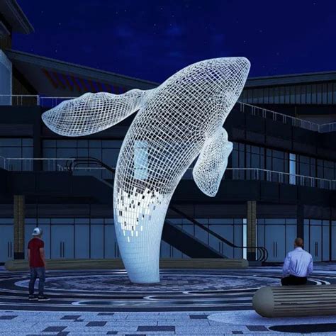 珠海大型不锈钢鲸鱼雕塑