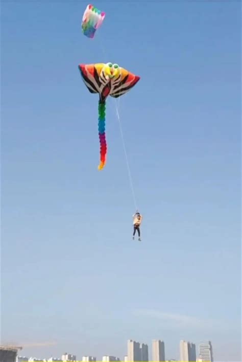 男子放巨型风筝反被带上天/g4g4117444