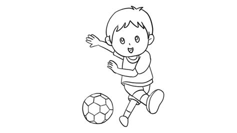 男孩在踢足球的简笔画