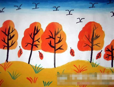 秋天的风景画儿童画