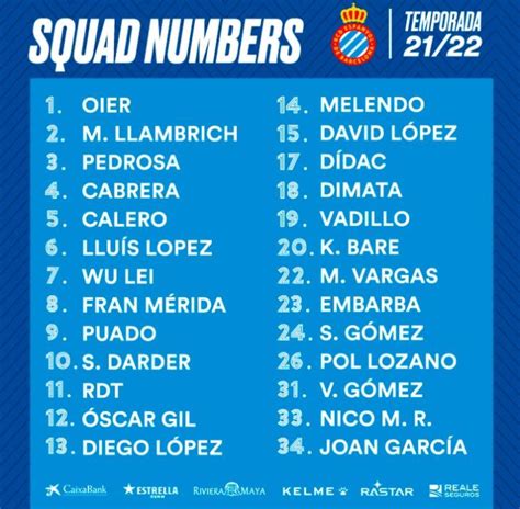 西班牙人球员号码