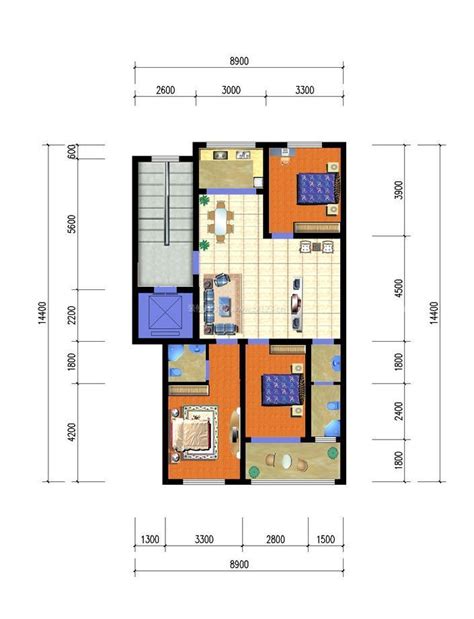 长方形大通间房设计图