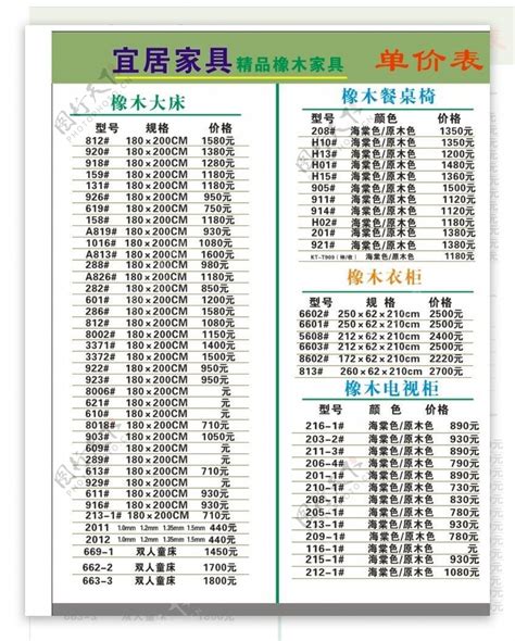 香港家具价格表