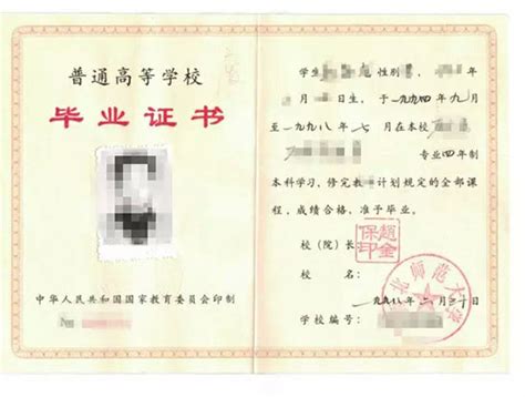 1996年陕西的毕业证样本