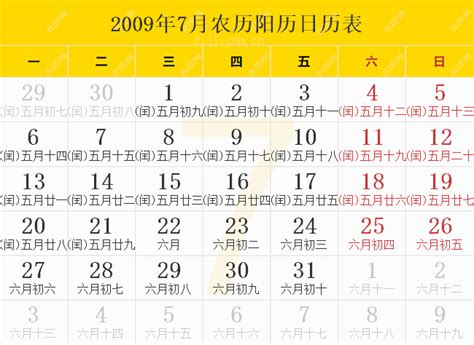 2009年农历阳历表对照