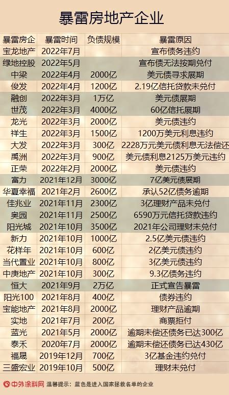 2022爆雷开发商排名表