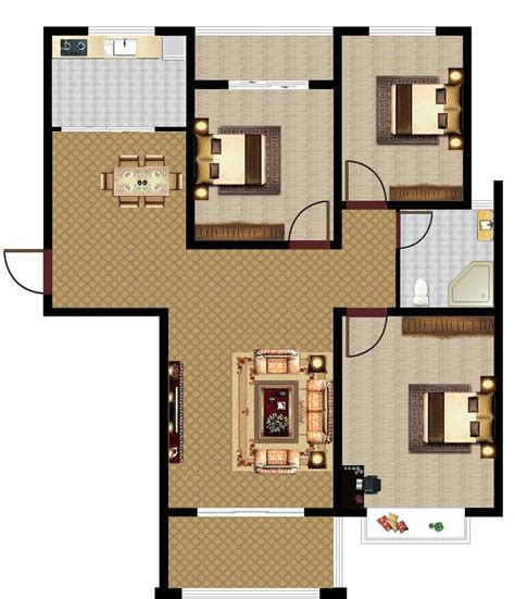 3房一厅90平方米设计图