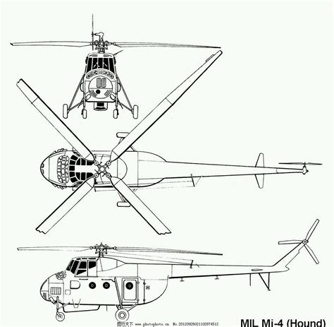 300c直升机三视图