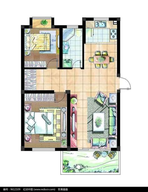 80平方米两室一厅房屋设计图