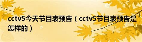 cctv5今天的节目表